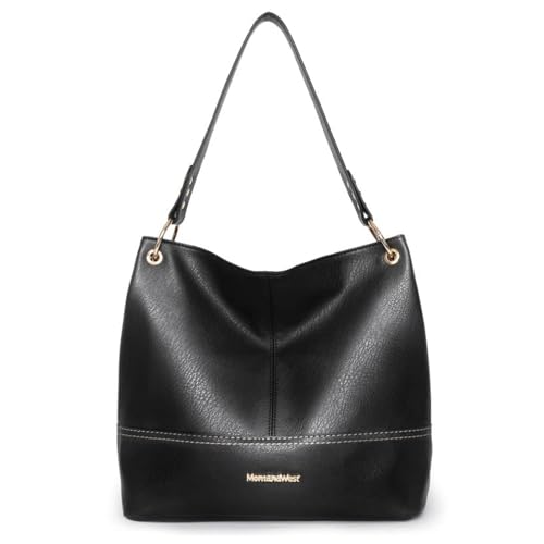 Purses for Women Hobo Bags Slouchy Shoulder Bag Tote Handbags | Stylish for Everyday Use, Zip-top Closure, Back Anti-theft Pocket, 3 Inner Pockets, Comfortable Wide Strap for Dating Errands - color: A-black