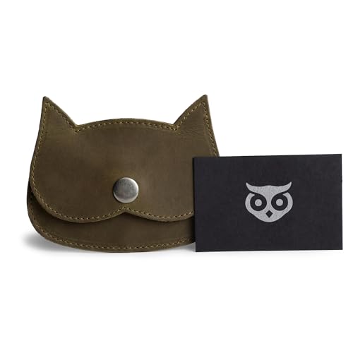 Hide & Drink, Cat Shape Wallet Handmade from Full Grain Leather - Dark Jade - color: Dark Jade