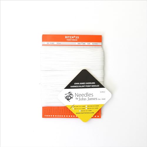 for Leather Craft - Waxed Tiger Thread, Polyester, 1.2mm - color: 1,2 mm - White - 50 meters