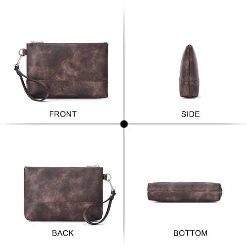 CLUCI Wristlet Wallet for Women Large Capacity Clutch Purse | PU Leather Wallet, Gift for Women Birthday - color: Coffee