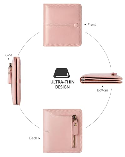 TFKGS Slim Wallet for Women rfid wallet women Small wallets woman Thin Credit Card Holder for womens wallet Vegan Leather Bifold Compact Pocket Ladies Mini Purse Blocking Pink - color: 2-Pink