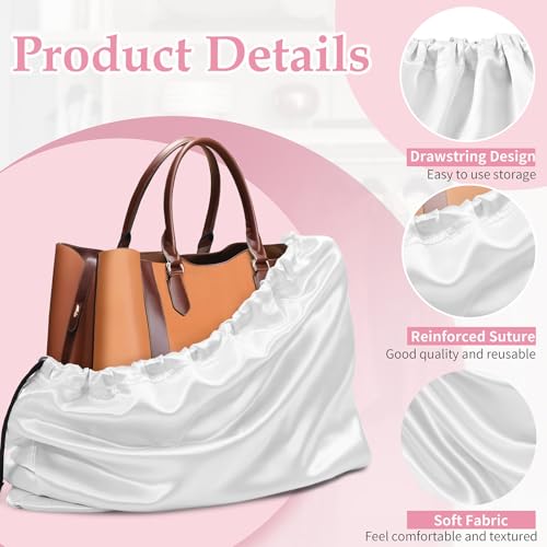 Ersmak 6 Pack Dust Bags for Handbags - Ivory White Silk Dust Cover Bag for Purses Shoes - Satin Drawstring Dustproof Bags for Travel Storage - 19.7 x 15.7 In - color: Ivory White, size: 19.7 x 15.7 In