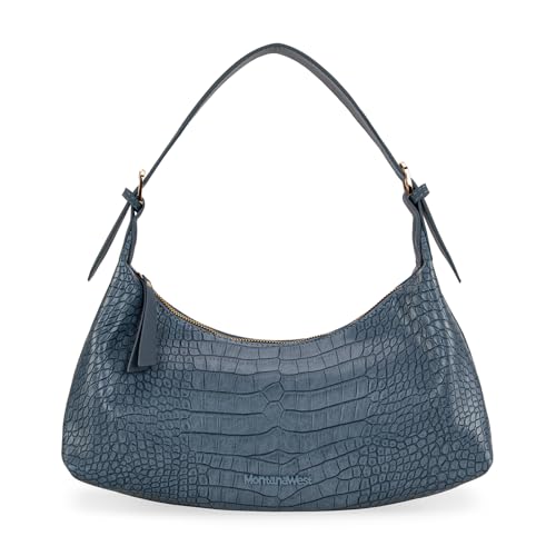 Montana West MEDIUM Shoulder Purses for Women Crescent Hobo Bags Trendy Purses - color: Crocodile Jean