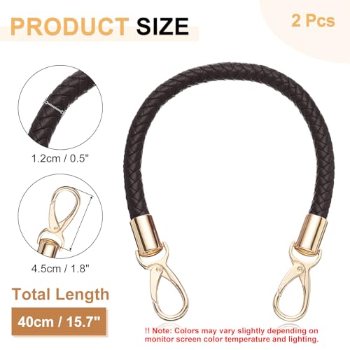 uxcell 2 Pcs Leather Purse Strap, 15.7 Inch PU Leather Braided Purse Replacement Shoulder Strap for Handbags with Buckle for DIY Handbag Purse Making, Dark Coffee - color: Dark Coffee