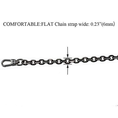 HAHIYO Mini Pochette Purse Chain Strap Thin Wide 6mm for LV Length 7.9 Inches Thick 2mm Shiny Black for Handbag Wallet Clutch Comfortable Flat Metal Strap 1 Pack - size: Black 7.9 Inches Length