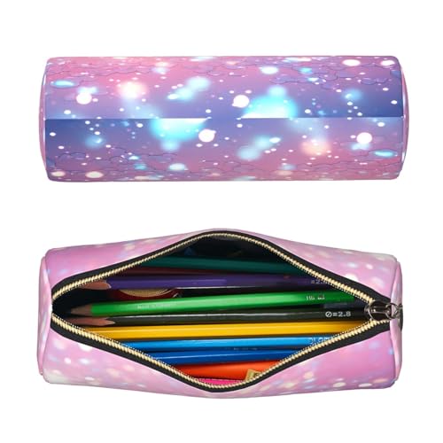 OSAM SPACE Leather Pencil Case Round Pencil Bag Glitter Pen Organizer Holder Portable Zipper Pouch Cute School Supplies for Girls Boys Study Office - color: Glitter