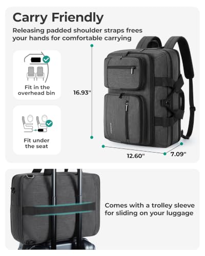 BAGSMART 3 In 1 Laptop Bag for Men, Computer Briefcase 17.3 Inch Laptop Water-Repellent Shoulder Bag, Computer Bag Business Travel Office, Navy Blue - color: Deep Blue
