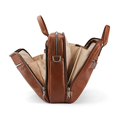 Samsonite Classic Leather Toploader Briefcase - color: Cognac