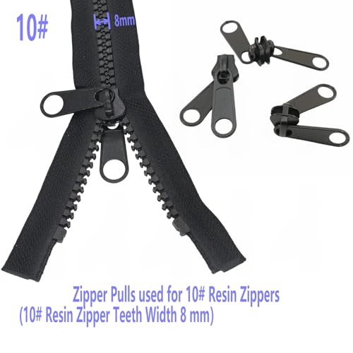 #10 Black Reversible Pulls for Tent Gazebo Quilt Jacket Bulk Zipper Repair | Leekayer 10PCS #10 Black Reversible Pulls for Resin Plastic Zippers Large Double Sided Zipper Pulls Sliders - color: Black, size: #10-Reversible Pulls
