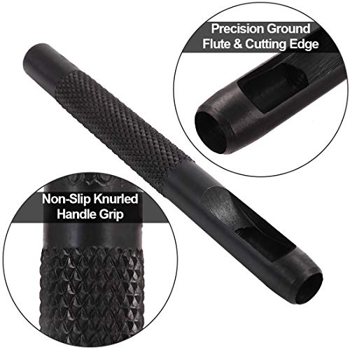 Spurtar Hollow Punch Set 9 Pieces 2.5-10.0mm Leather Punch Set Kit (Black) | Heavy Duty Carbon Steel Round Leather Hole Tool for Watch Cloth Belt Gaskets with Storage Bag