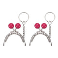 uxcell 2 Pcs Metal Purse Frame, 5cm/1.97" Beads Silver Kiss Lock Clasp Arch Embossing Bag Frames with Key Ring for Purse Making Clutch Bag Coin Purse, Rose Red - color: Rose Red
