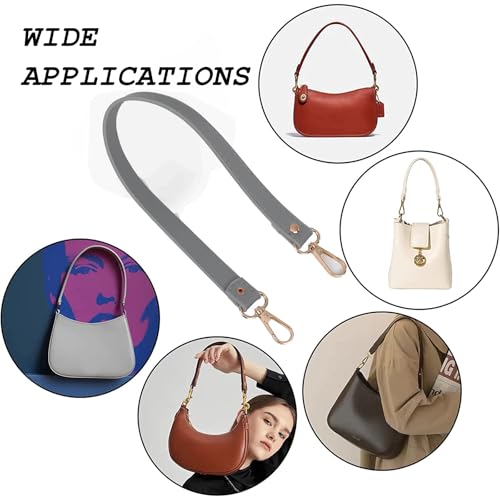 GORGECRAFT 2Pcs 47cm Leather Purse Strap Gray Short Shoulder Bag Straps Replacement Imitation Leather Bag Handles with Golden Alloy Swivel Clasps for Underarm Bag Handbag Tote Satchel Purse Making - color: Gray