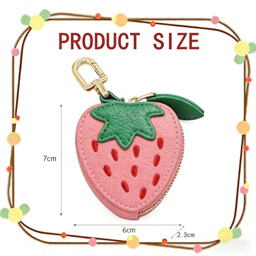 Cute Gifts for Women Strawberry Coin Purse Keychain, Mini Bag Charm for Purses,Kawaii Strawberry Purse Charm, Small Coin Pouch for Handbags, Mothers Day GraduationSpring Gifts - color: strawberry