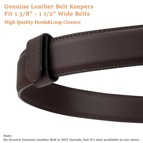 TACNEX Genuine Leather Belt Keeper 1 3/8" - 1 1/2" Wide Men's Belt Loop Stays Dress Belt End Holder Retainer Tool Belt Band - color: Brown, size: 1 pcs