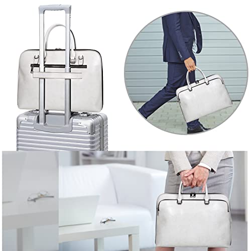 Blofinche Laptop Messenger shoulder bag: Genuine Leather work Briefcase 13.3 15.6 inch designer Satchel handbag - color: Beige, size: 15.6 inch