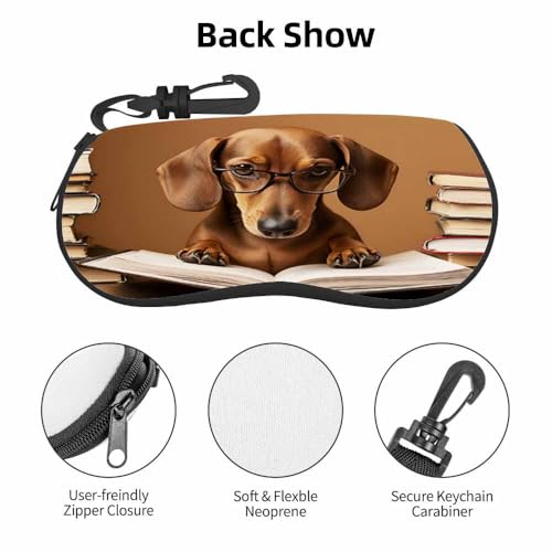 IBILIU Eyeglasses Case Circuit Board Ultra Light Neoprene Sunglasses Case,Soft Reading Glasses Case For Women Men - color: Dachshund