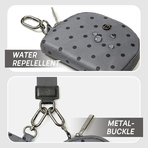 Mum's Memory Mini Zip Around Wristlet Wallets for Women -KeyChain Wallet with Detachable Dual Pouch Wristlet -Key Chain Coin Purse Small Wallets - color: Gray polka dots