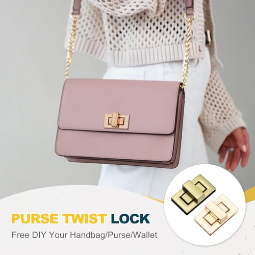 M METERXITY 4Pcs Purse Twist Lock (1.26 x 0.79 Inches, Light Gold/Bronze)- Rectangular Purse Closure Twist Turn Lock Clasp Metal Clip Hardware Apply to DIY Handbag/Purse/Wallet/Leather Craft - color: Light Gold/Bronze, size: 1.26 x 0.79"