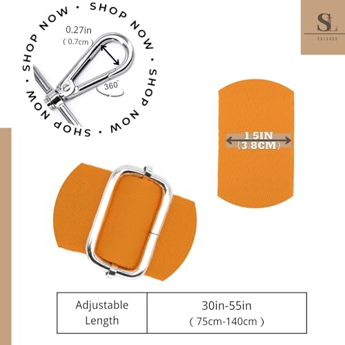 S&loyoe Thickened Solid Color Purse Straps Replacement Crossbody Bag Strap Adjustable Wide Guitar Straps for Handbags 1.5inch - color: Orange silver buckle