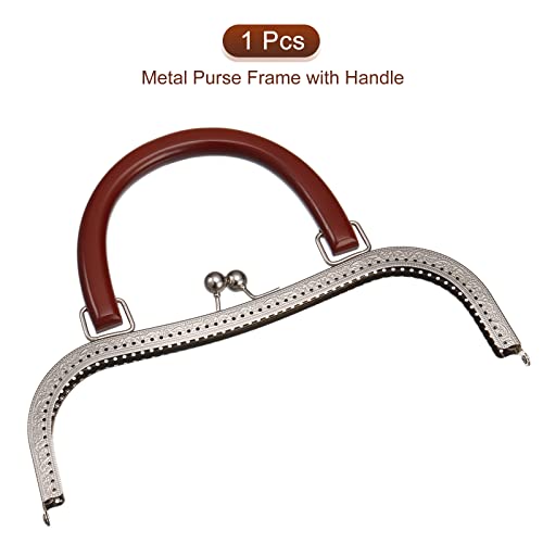 uxcell Metal Purse Frames - 10.6" Kiss Lock Clasp Frame Embossed Clutch Frame with Handle for Coin Purse Handbag Making DIY Craft, Silver - color: Silver