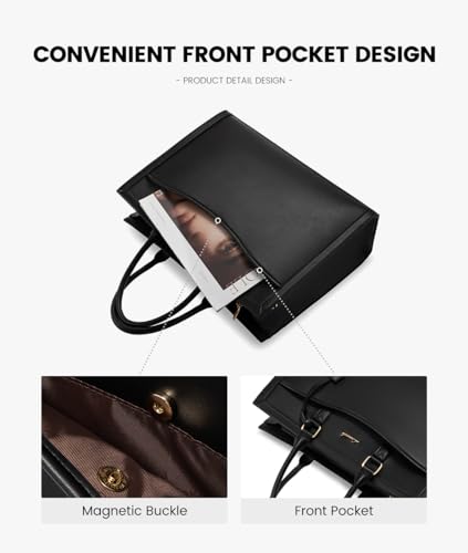 LOVEVOOK Laptop Tote Bag for Women, Large Work Computer Bag with Cup Holder - color: Leather/Brown Coffee, size: 17.3 Inch