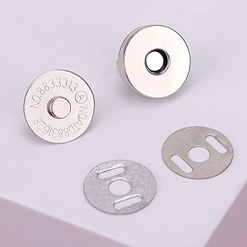 20 Set Magnetic Snaps, Purse Magnetic Button Replacement Kit-Silver 18MM | Magnetic Bag Fastener Clasp for Sewing, DIY Craft, Purses, Bags, Clothes, Leather - color: Silver 18MM