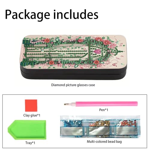 DIZAKIM 1pcs 5d Diamond Art Kits for Adults Small Diamond Painting Kit Gem Art Paint by Diamonds Dots Eyeglasses Case DIY for Beginner Women (#7) - color: #7