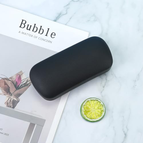 PERFECTSIGHT Sunglasses Case, Large Hard Shell Glasses Case, Cute PU Leather Protective Eyeglasses Case for Women Men - color: Black