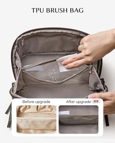EACHY Travel Makeup Bag, Large Toiletry Bag for Women, Flat-Opening Organizer Pouch with Compartments - color: BA-Red, size: Medium