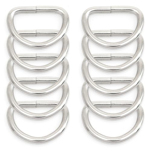 CRAFTMEMORE 10 Sets Silver Snap Hooks Lobster Clasp Swivel Push Gate Fashion Clips with D Rings Craft FSD1 (1 Inch) - color: Silver, size: 1 inch