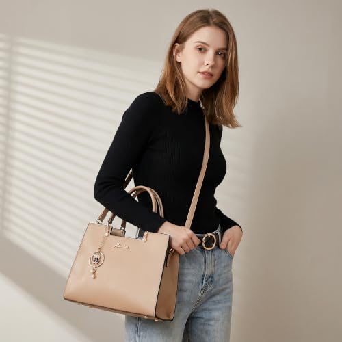 ALARION Purses and Handbags for Women Satchel Purse,PU Leather Tote Bag Crossbody Top Handle Bags with Zipper - color: Gm Khaki