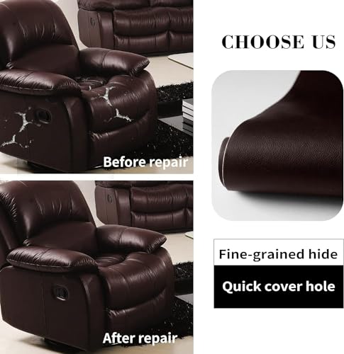 Leather Repair Patches, Self Adhesive Vinyl for Couches Furniture - color: Dark Brown, size: 3.5X79 inch