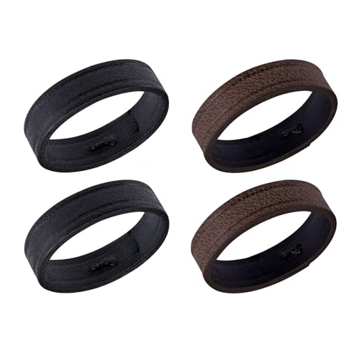 ANNEFIT Watch Bands Keeper, 4PCS Leather Watch Straps Replacement Loops 18mm 20mm 22mm - color: Black+Dark Brown, size: For 18mm Watch Strap