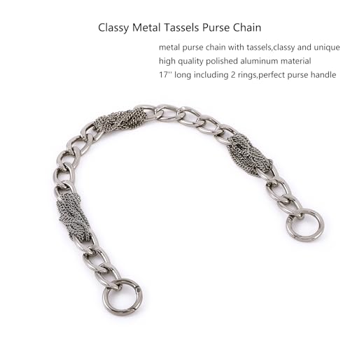 Yichain Classy Metal Tassels Bag Chains Purse Handles Shoulder Strap Replacement Charms Accessories (Silver Small 17'') - color: Silver Small 17''