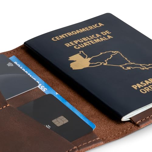 Hide & Drink, Passport and Card Organizer, Holds Up to 6 Cards Plus Folded Bills, Travel Essentials Sleeve Case, Full Grain Leather, Handmade, Bourbon Brown