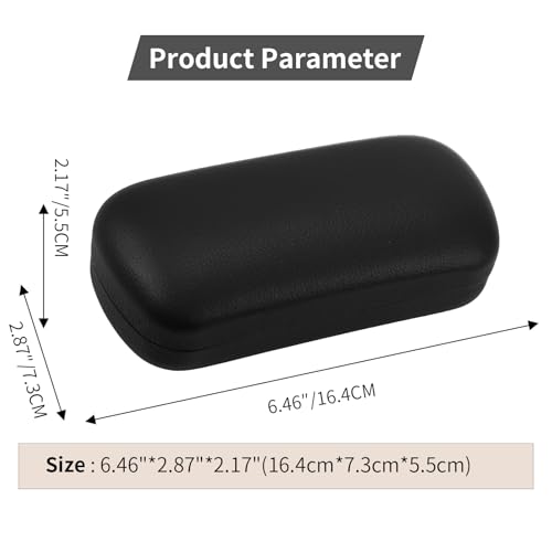 PERFECTSIGHT Sunglasses Case, Large Hard Shell Glasses Case, Cute PU Leather Protective Eyeglasses Case for Women Men - color: Black