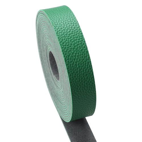 picheng Faux Leather Strap 1 Inches Wide Lychee Texture Leather Straps for Crafts, 200 Inches Long Faux Leather Strips - color: Green