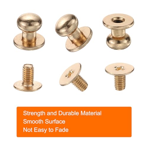 HARFINGTON 30 Sets Round Head Button Studs Screw 7mm Alloy Leather Rivets with Hollow Punch Screwdriver for Repair and Decorate Fabric Clothing Shoes Bags DIY, Gold - color: Gold, size: 7mm