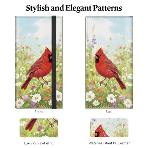 Airkit Boho Bird Checkbook Cover for Personal, PU Leather for Women | Check Book Holder, with Elastic Band, Pen Holder & Transparent PVC Divider for Duplicate Checks - color: Boho Bird