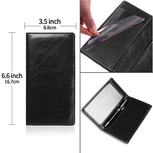 Leather Checkbook Cover for Men Women RFID Blocking by GNEGNI - color: Waxy Black