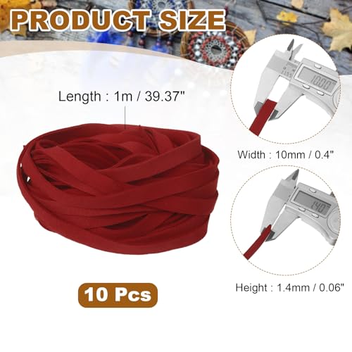 uxcell 10Pcs 1 Yard 10mm Wide Flat Leather String Cord, 1.4mm Thick Craft Suede Strap Braiding Lacing Strips Rope for DIY Leather Crafts Necklace Bracelet Collars Belts, Red - color: Red