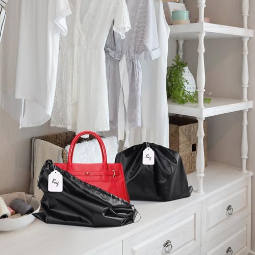 6 Pack Purse Dust Bags Large Silk Drawstring Dust Bag Cover for Handbag Shoe Storage(Black, L-23.6 × 19.6 in) - color: Black-6pcs, style: L-23.6 × 19.6 in