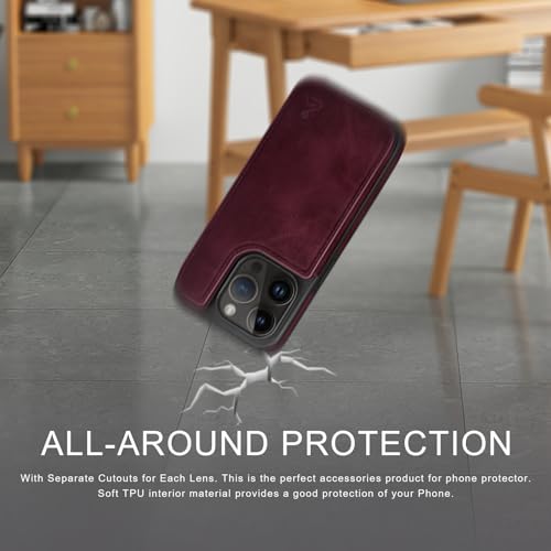 DJDUCK Designed for iPhone 16 Pro Max Case Wallet with Card Holder, [Magnetic Clasp Cover] [RFID Blocking Leather Protection] Shockproof Women Men Cases 6.9 Inch for Apple 16 Pro Max Wine Red - color: Wine Red