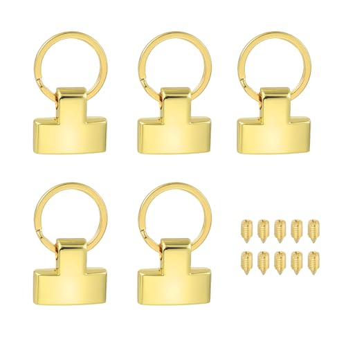 PATIKIL 5 Sets Key Fob Hardware with Split Ring, 1 Inch Key Hardware Set with 2 Screws for Car Keychain Wristlet Lanyard Leathercraft, Golden Tone - color: Golden Tone