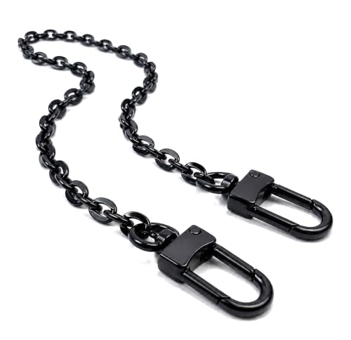 Metal Flat O Link Purse Chain Strap - color: Matte Black, size: 16''
