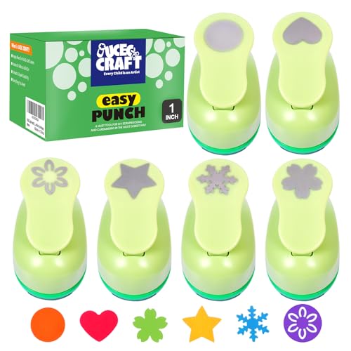 Paper Punches for Crafting Hole Punch fr Kids 1 Inch Craft Hole Punch Shape | 6PCS Star Heart Flower Punch Kids Hole Puncher Shape Cutters for Crafts for School Crafting & DIY Projects - style: 6 Diffrent Shapes Set 1