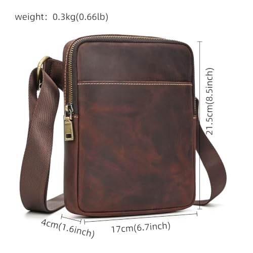 Leather Small Messenger Shoulder Bag for Men - color: 315 Coffee