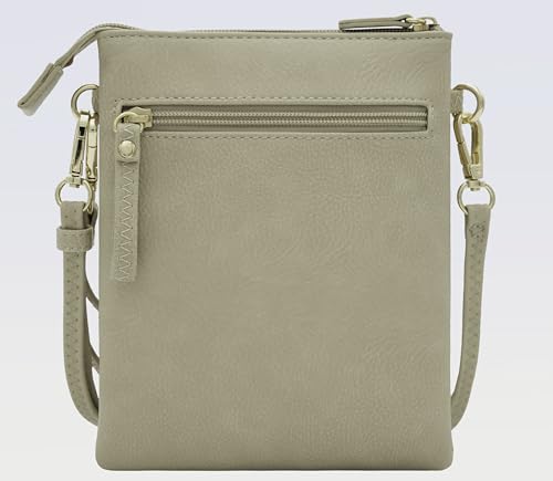 Small Multi Zipper Pockets Crossbody Bag with Detachable Wristlet - color: Brick