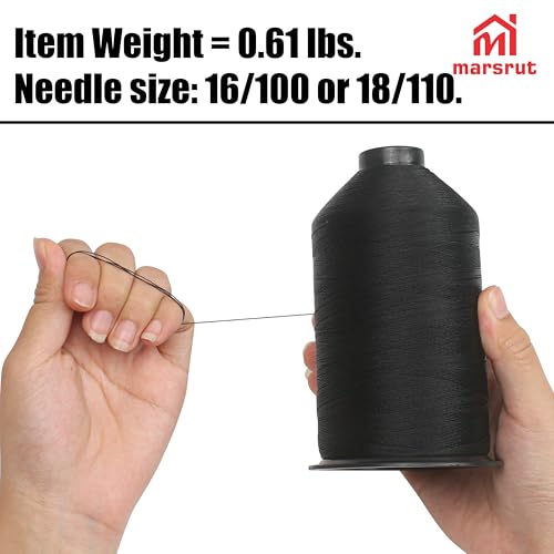 3000yds Bonded Nylon Thread Tex 70 Size 69, Heavy Duty Military Grade Super Extra Strong Spool for Hand Machine Sewing Upholstery Beading Canvas Denim Coat Shoes Leather Marine Jeans Outdoor, Black