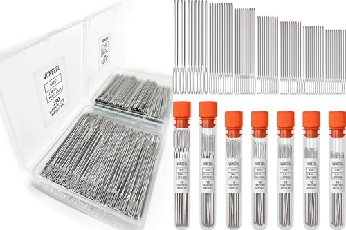 500 Large Eye Heavy Duty Needles and 70 Large Eye Blunt Tapestry Needles - Total 570 Easy to Thread Needles for Sewing, Crafting, and DIY